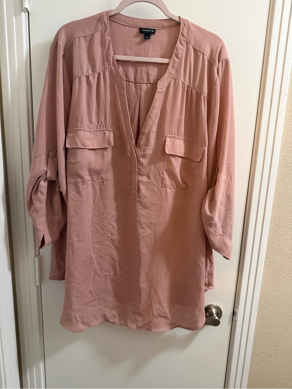 torrid Dusty Rose Split-Neck Utility Tunic